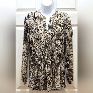Karen Kane / Long Sleeve Pleated Floral Top / XS